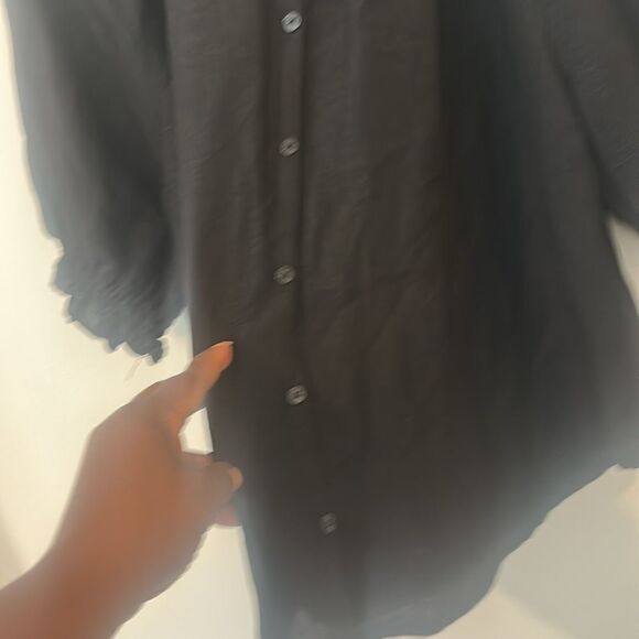 Antonio Melani Black Linen Blend Top L - Picture 3 of 7